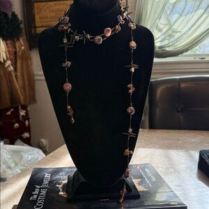 Artisan created, wraparound necklace, genuine, various pearls, pyrite, and glass